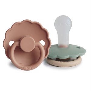 FRIGG Daisy - Round Silicone 2-Pack Pacifiers - Rose Gold/Willow - Size 2